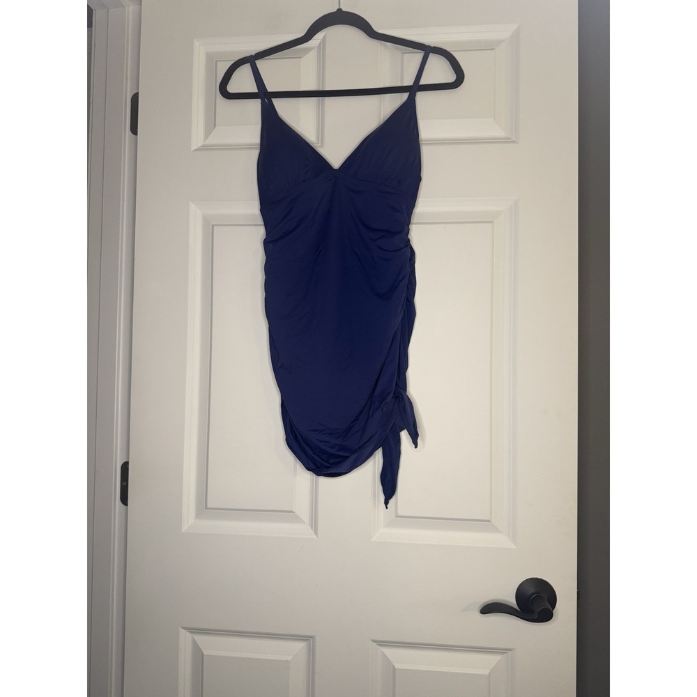 Qinsen One Piece Swim dress Navy Large Nwot